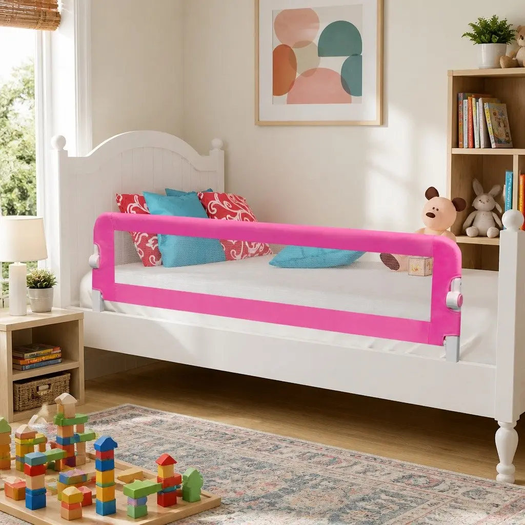 Toddler Bed Rail Pink 150 x 42 cm Foldable Guard Protection