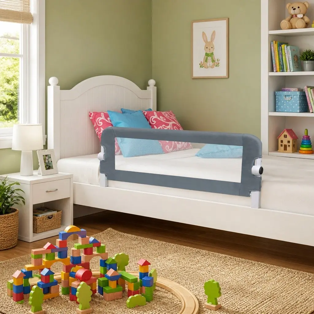 Toddler Bed Rail Grey 102x42cm Foldable Protective Guard