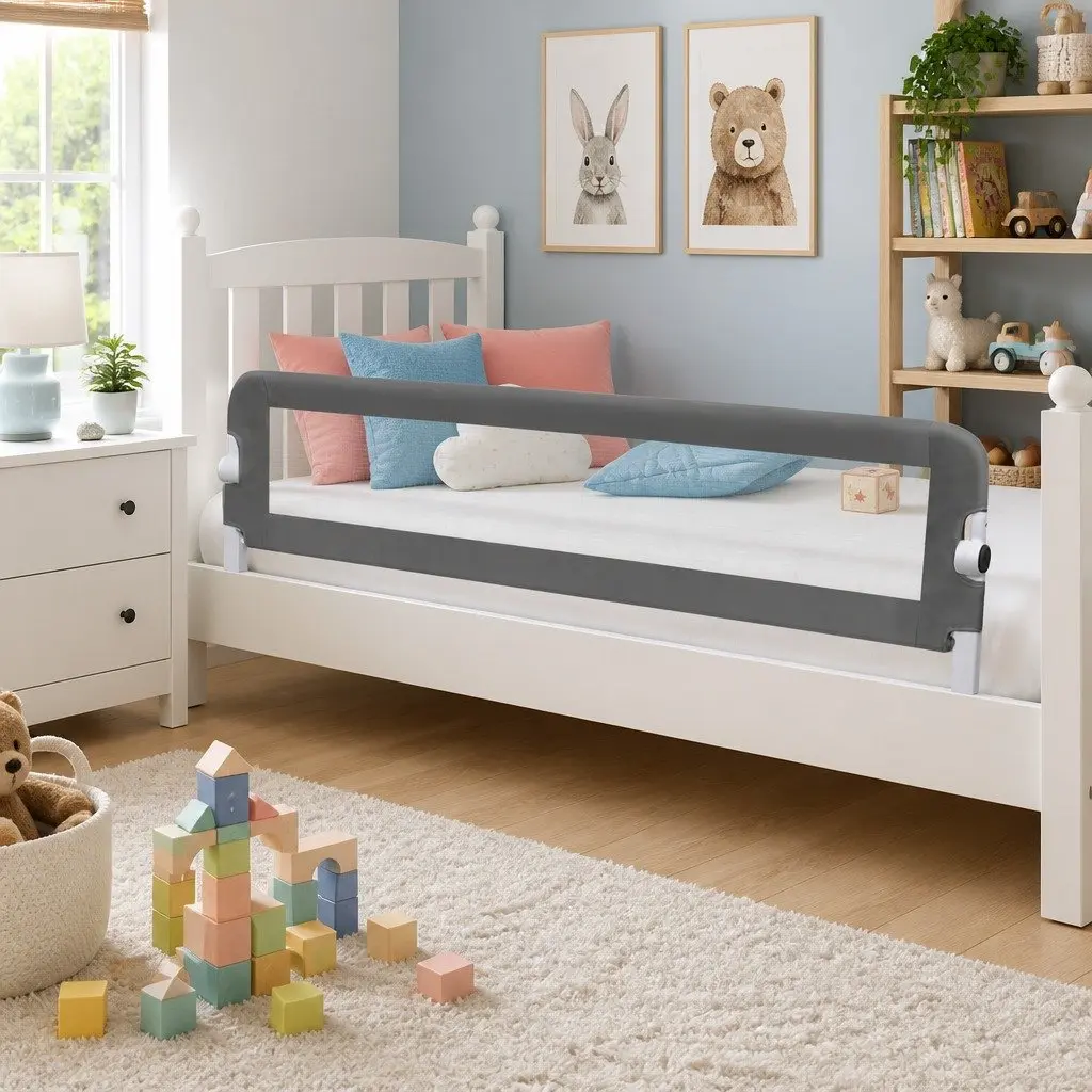 Toddler Bed Rail Grey 150x42cm Foldable Protective Guard