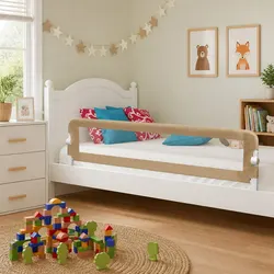 Compact and Confident: Taupe Toddler Bed Rail 180x42cm