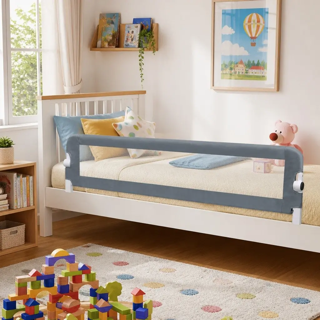 Toddler Bed Rail Grey 180x42 cm Foldable Protective Guard