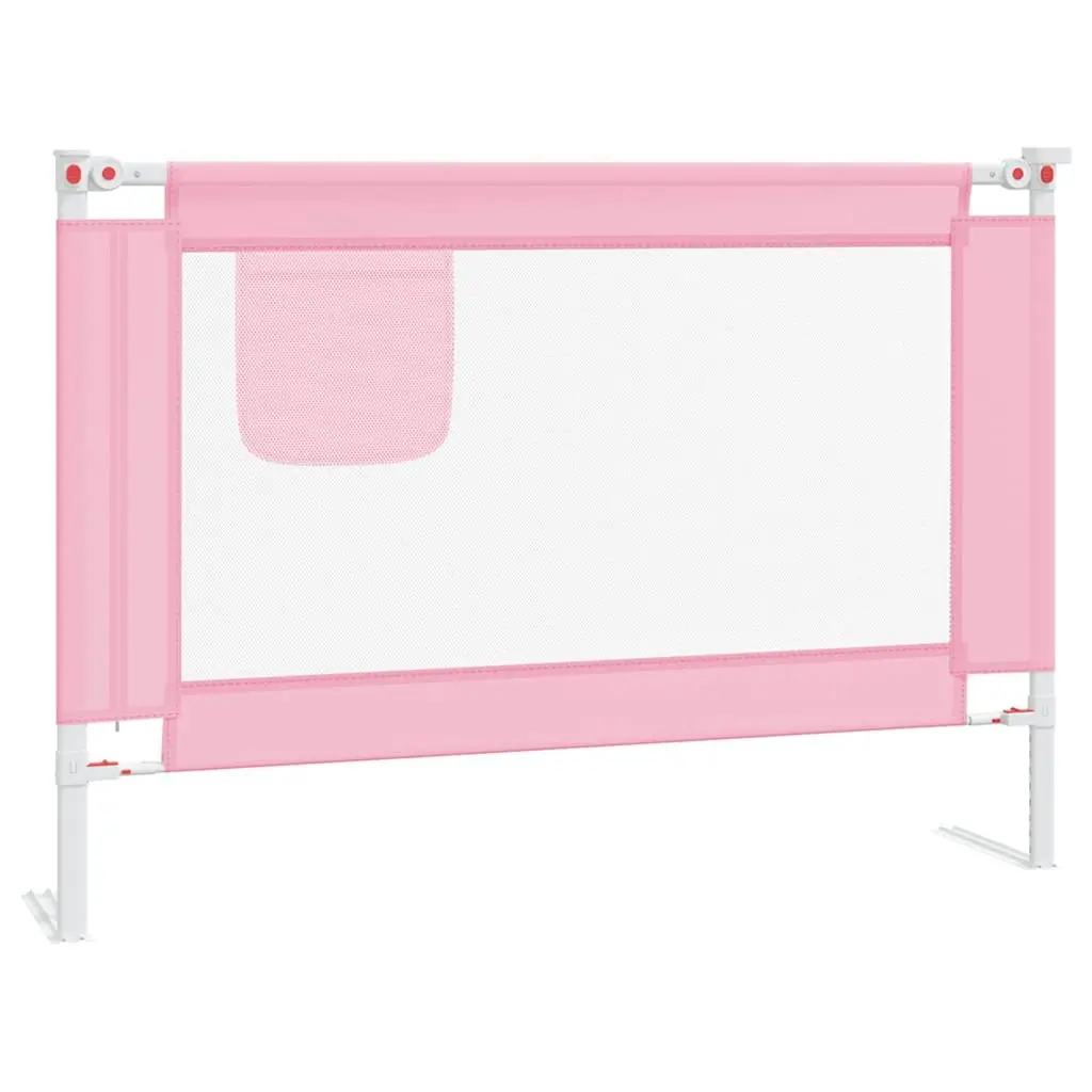 Toddler Bed Guard Adjustable Height Pink 90x25cm Lightweight Metal Tube Washable Fabric