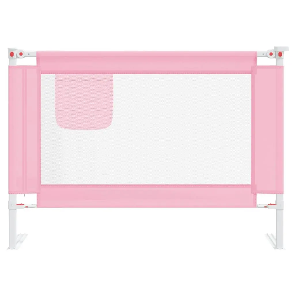 Toddler Bed Guard Adjustable Height Pink 90x25cm Lightweight Metal Tube Washable Fabric
