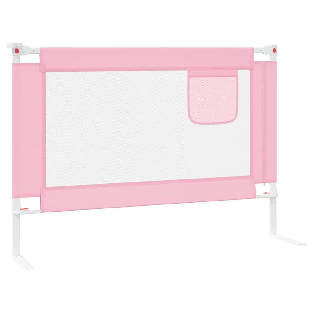 Toddler Bed Guard Adjustable Height Pink 90x25cm Lightweight Metal Tube Washable Fabric