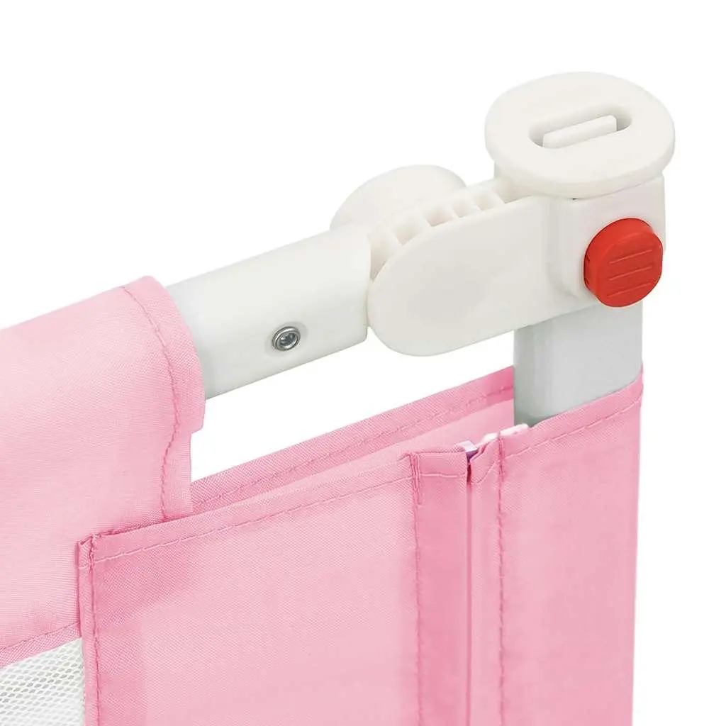 Toddler Bed Guard Adjustable Height Pink 90x25cm Lightweight Metal Tube Washable Fabric