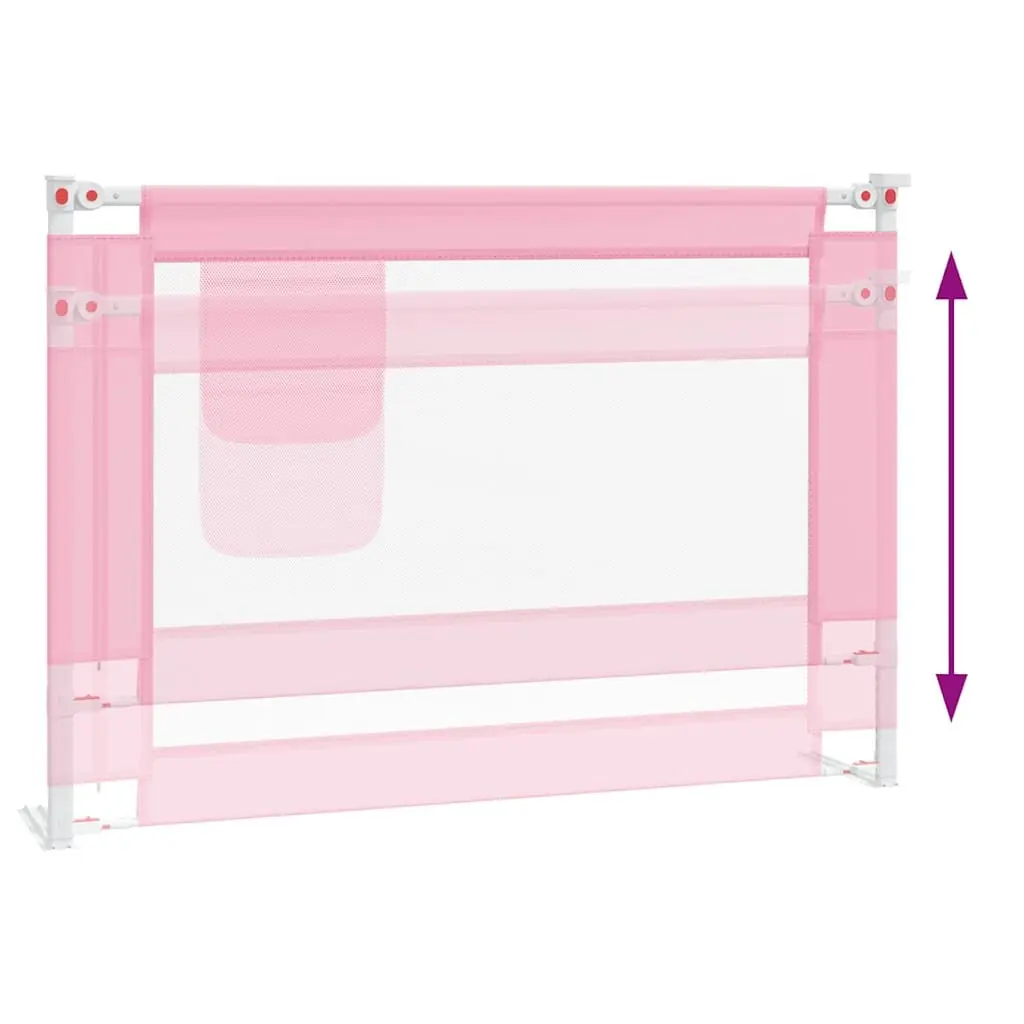 Toddler Bed Guard Adjustable Height Pink 90x25cm Lightweight Metal Tube Washable Fabric