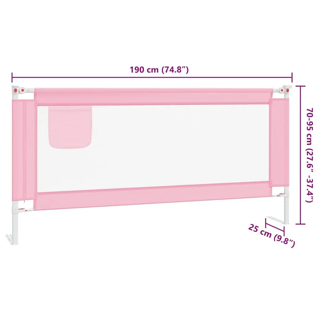 Toddler Bed Rail Pink 190x25 cm Washable Fabric Protection Guard