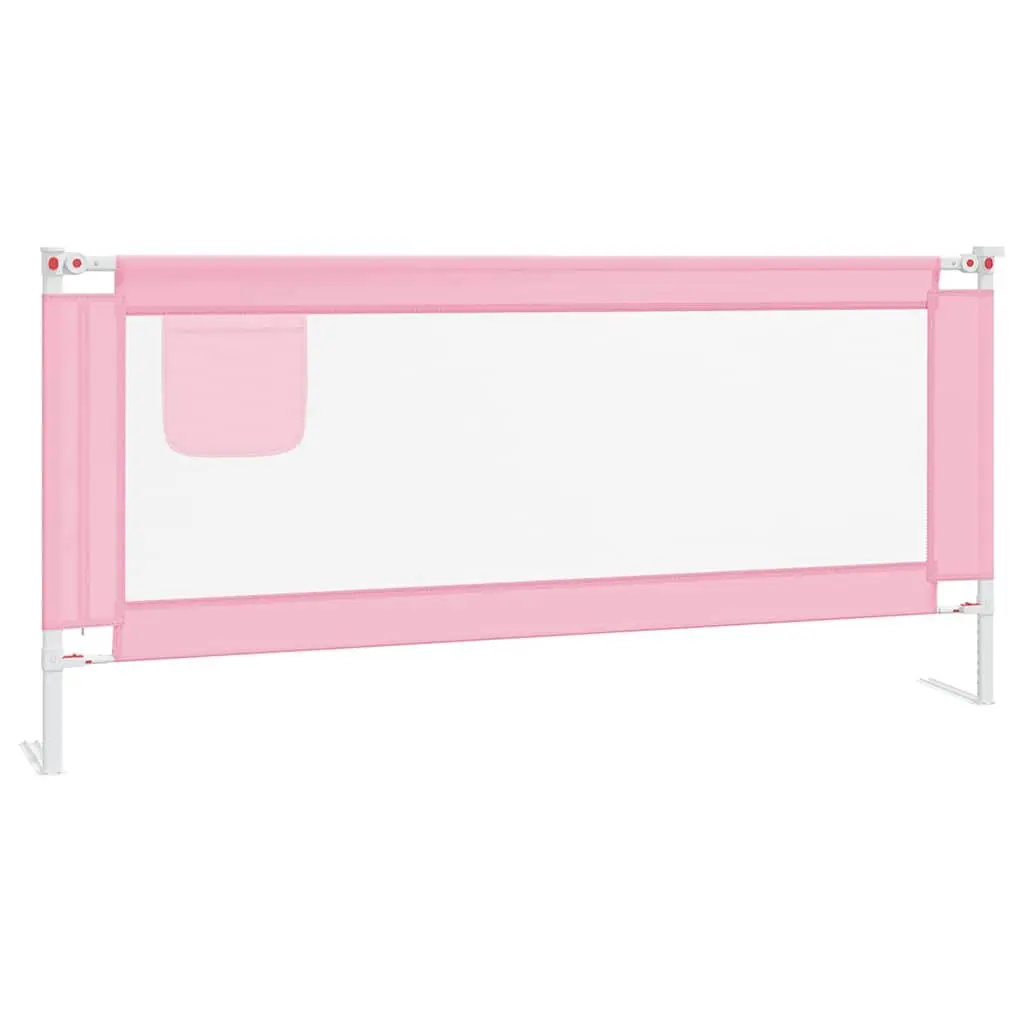 Toddler Bed Rail Pink 200x25 cm Fabric Protection Guard Adjustable Height Lightweight Metal Frame