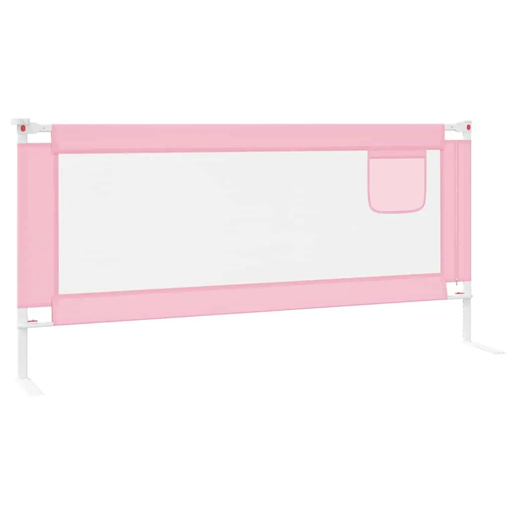 Toddler Bed Rail Pink 200x25 cm Fabric Protection Guard Adjustable Height Lightweight Metal Frame