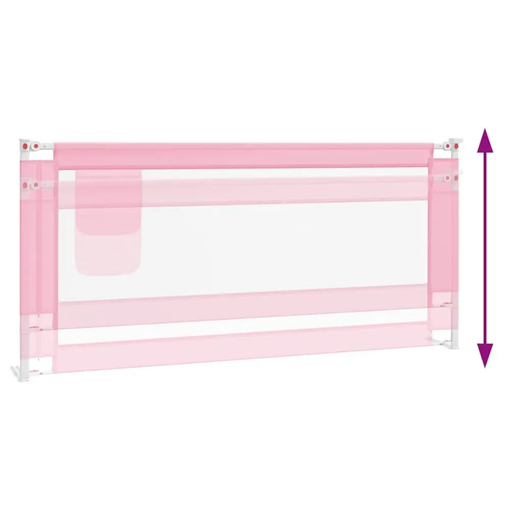 Toddler Bed Rail Pink 200x25 cm Fabric Protection Guard Adjustable Height Lightweight Metal Frame