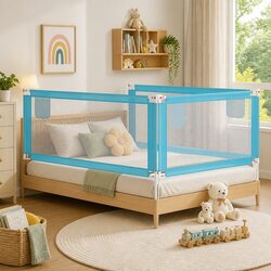 Compact Blue Toddler Bed Rail for Safe Sleeping