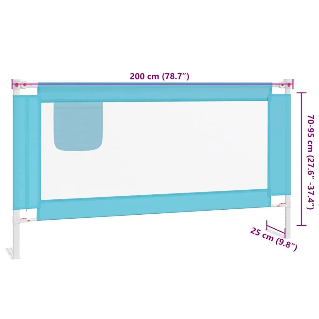 Toddler Bed Rail Blue 200x25 cm Adjustable Height Fabric Protection Guard for Kids