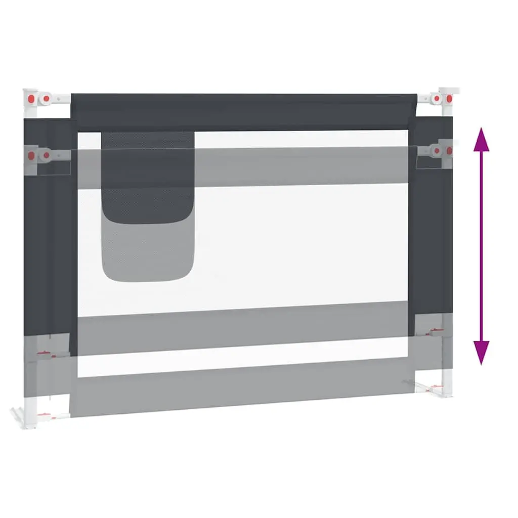 Toddler Bed Rail Grey 90x25 cm Adjustable Height Guard for Kids Cot
