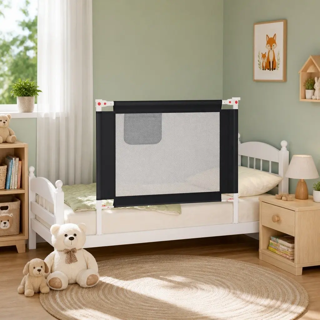 Toddler Bed Rail Grey 100x25cm Adjustable Height Safety Protection Guard