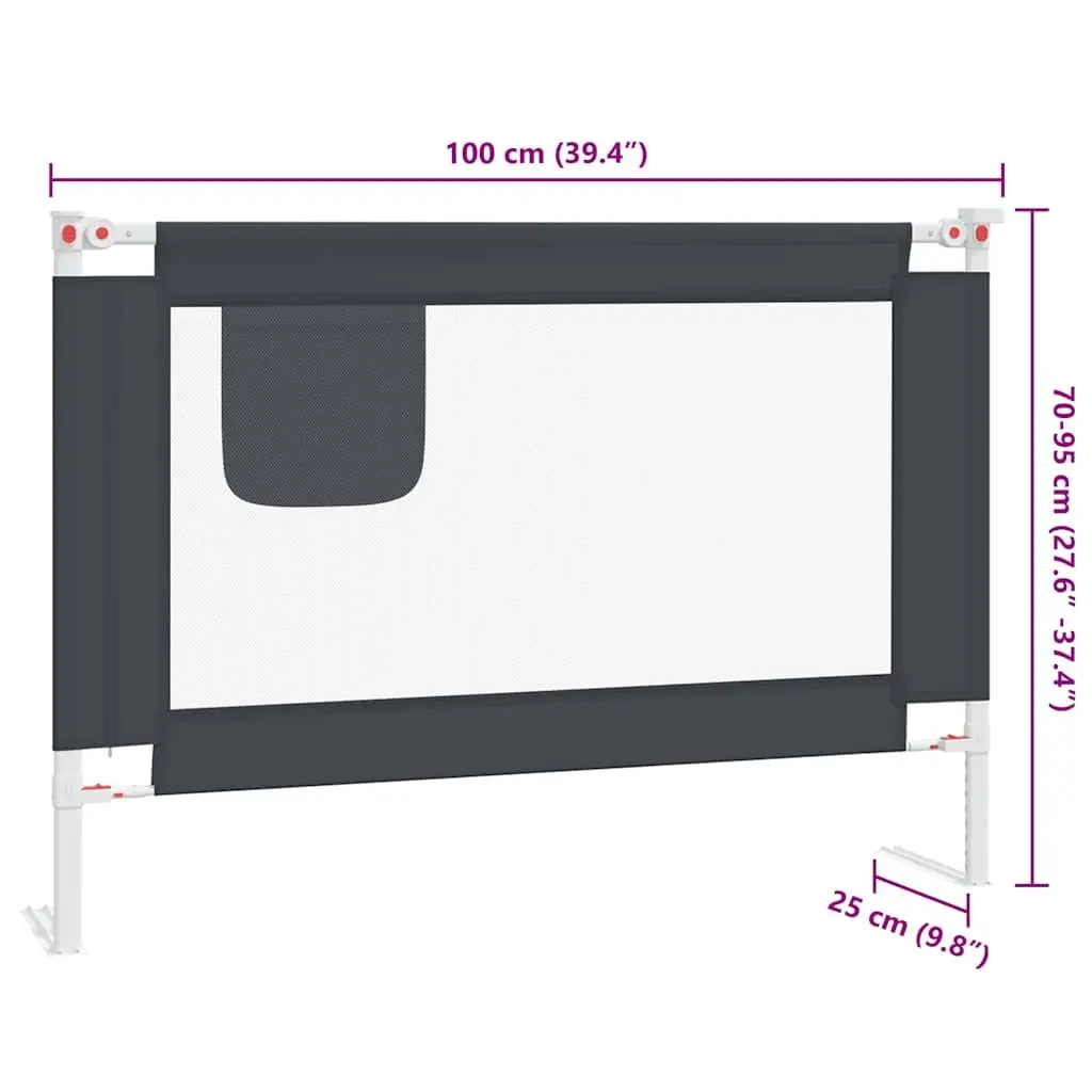Toddler Bed Rail Grey 100x25cm Adjustable Height Safety Protection Guard