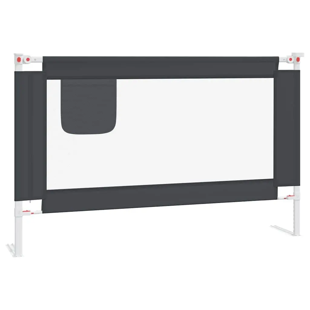 Toddler Bed Guard Grey 120x25cm Adjustable Height Metal Fabric Safety Rail