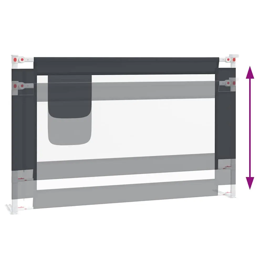 Toddler Bed Guard Grey 120x25cm Adjustable Height Metal Fabric Safety Rail