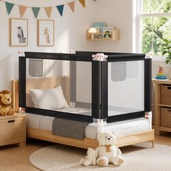 Toddler Safety Bed Rail, Lightweight 140x25cm Grey