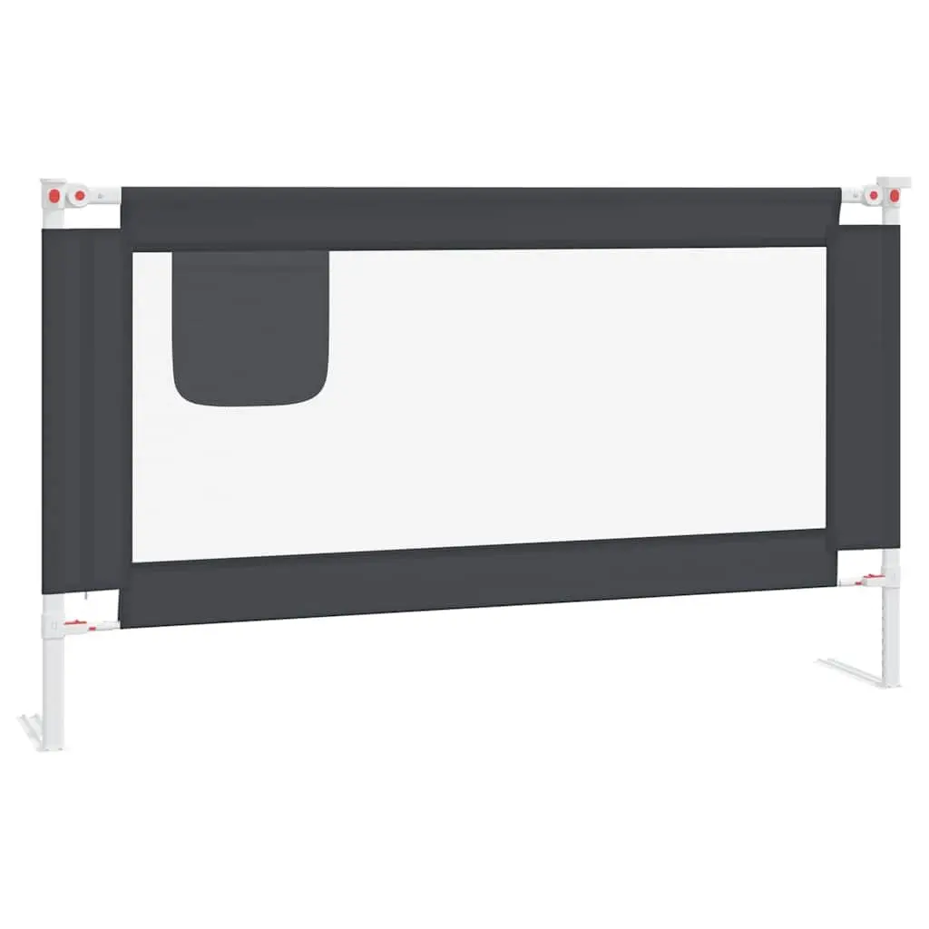 Toddler Bed Guard Grey 140x25cm Adjustable Height Washable Fabric Protection