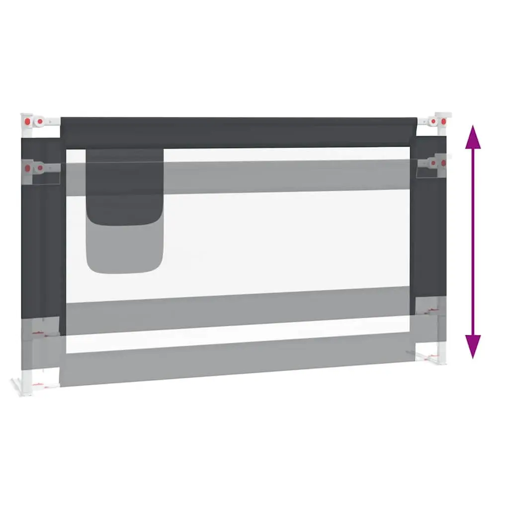Toddler Bed Guard Grey 140x25cm Adjustable Height Washable Fabric Protection