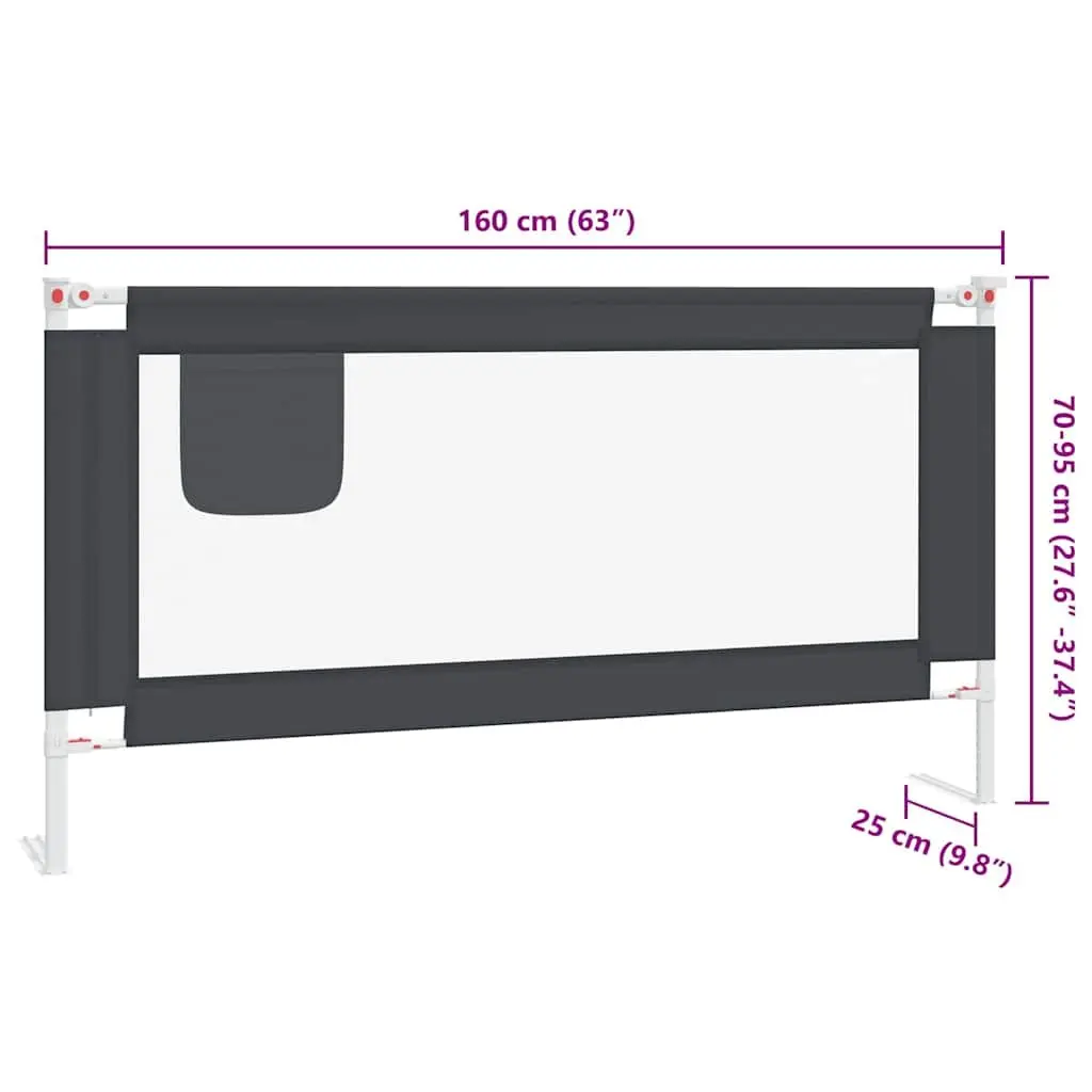 Toddler Bed Rail Grey 160x25cm Adjustable Height Protection Guard