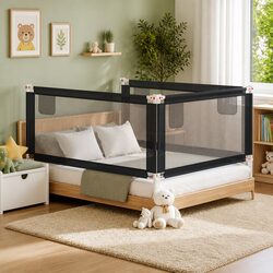 Concise Grey Toddler Bed Rail for Safety and Security