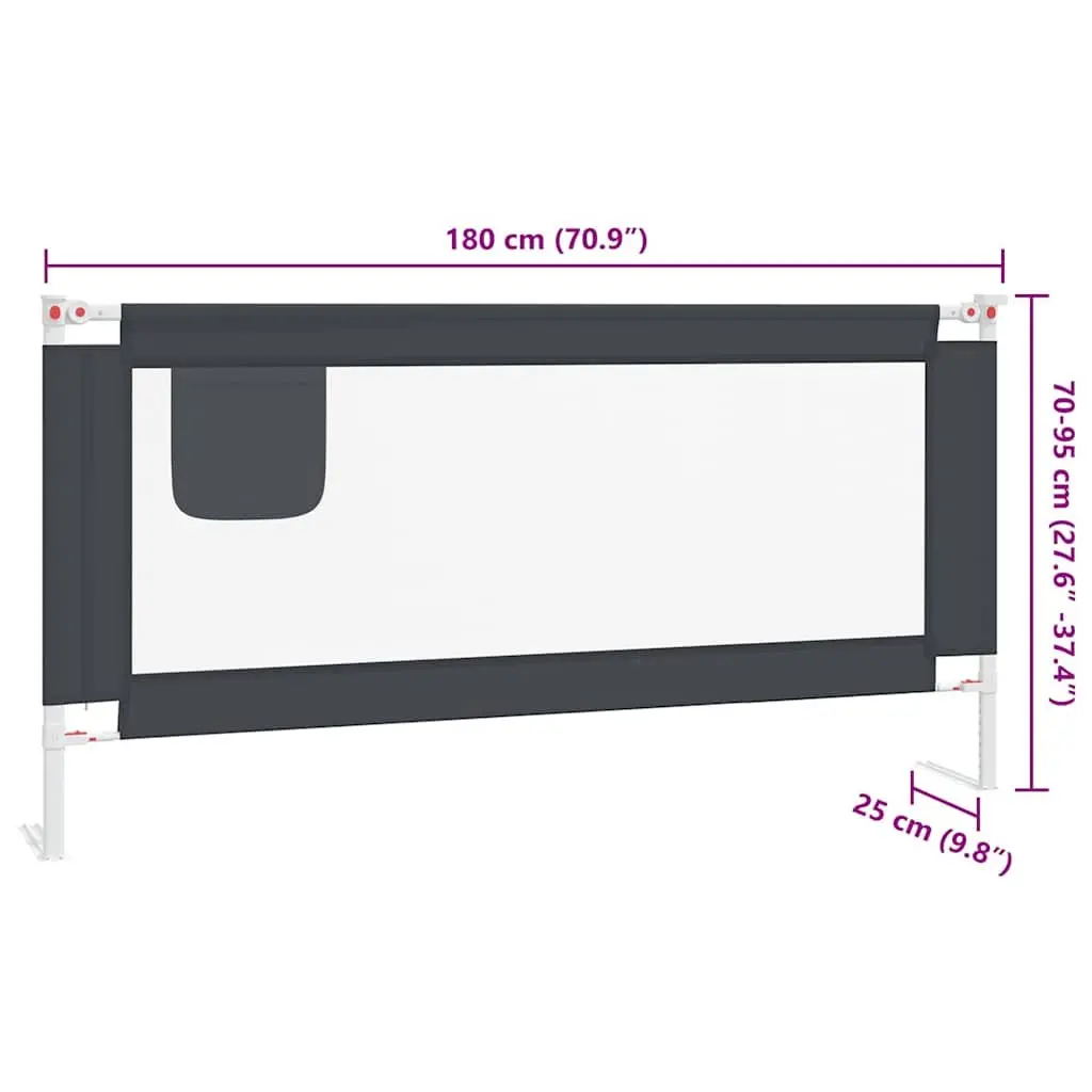 Toddler Bed Guard Rail Grey 180x25 cm Adjustable Height Safety Protection
