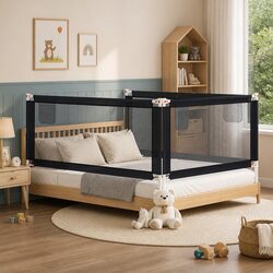 Ensure Toddler Safety with This Adjustable Bed Rail in Dark Grey