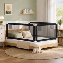 Toddler Safety Bed Rail - Compact Grey 200x25 cm Design