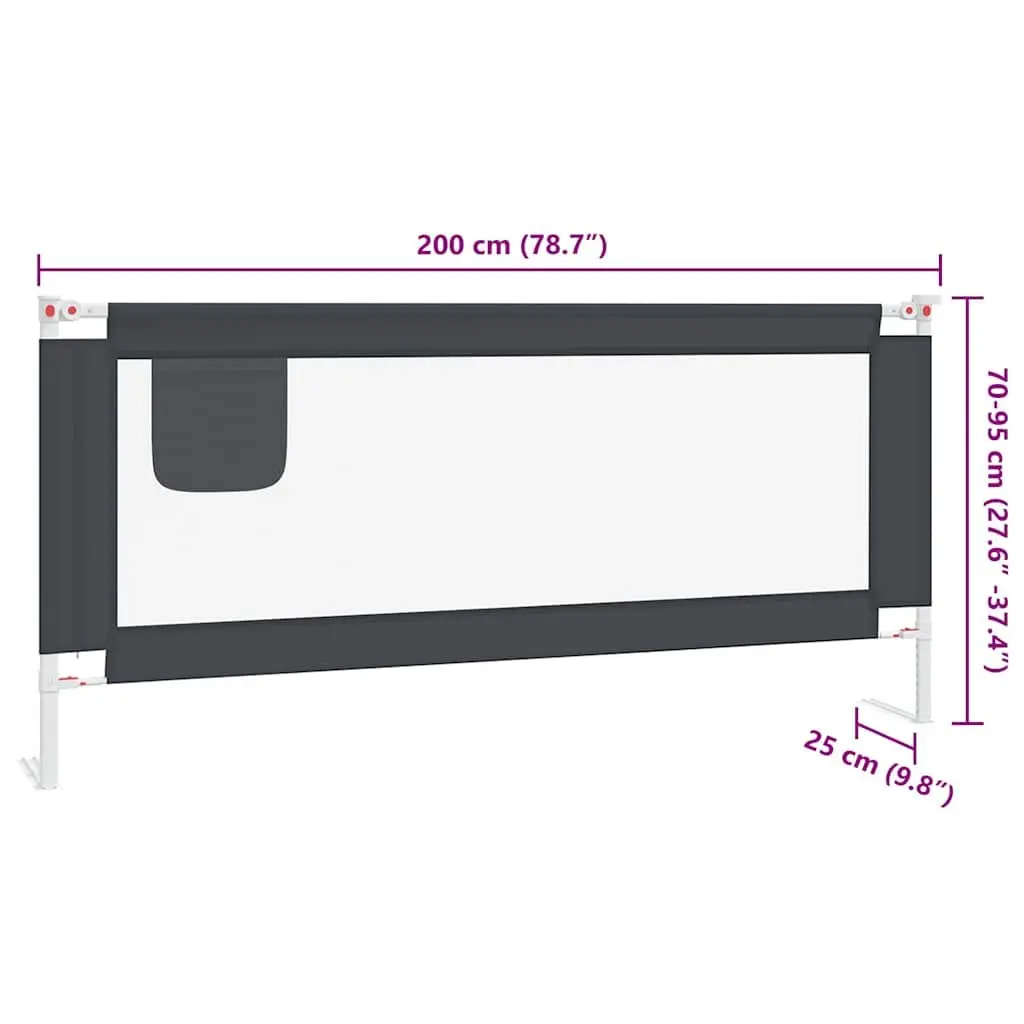 Toddler Bed Rail Grey 200x25 cm Adjustable Height Protection Guard