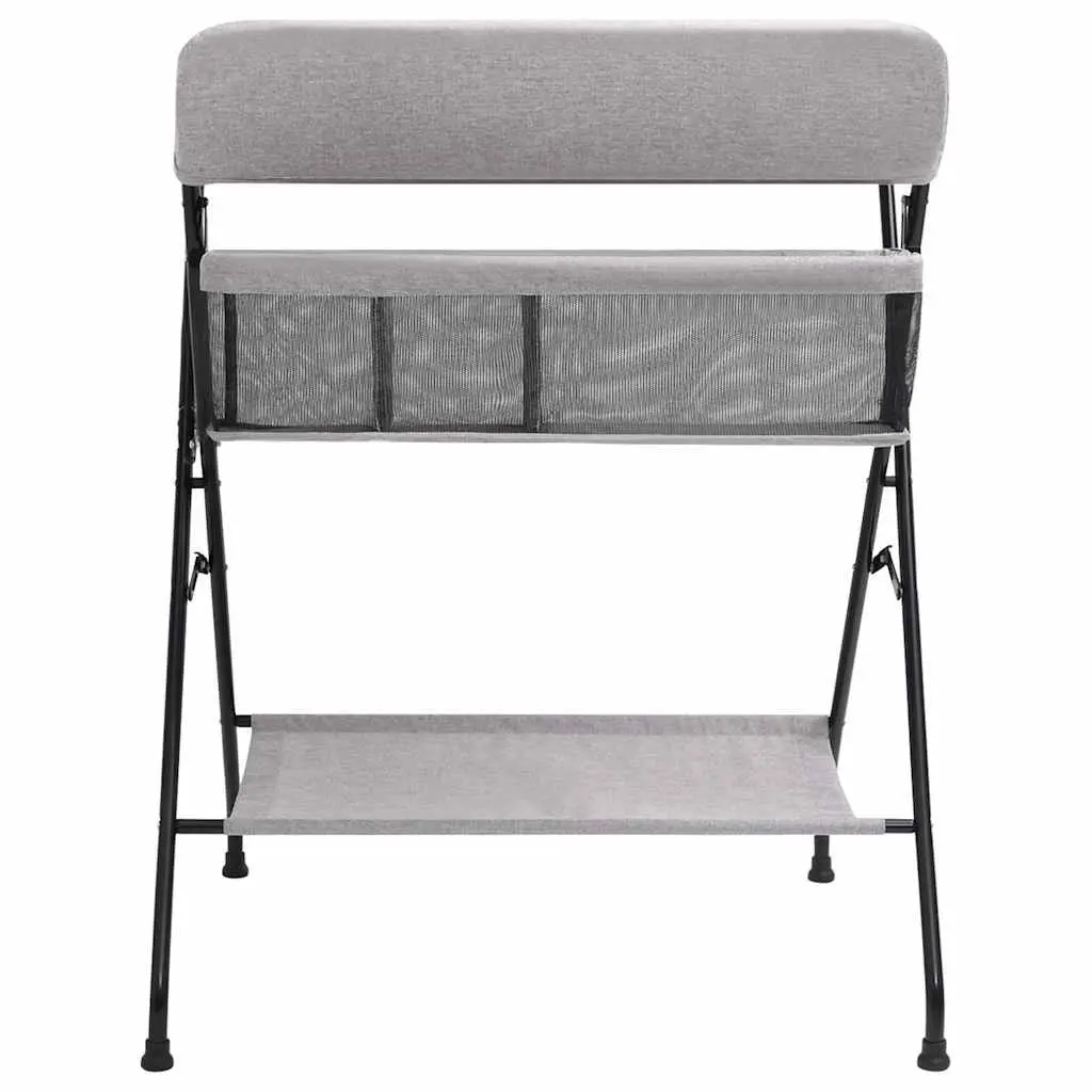 Changing Table Light Grey Foldable Diaper Tray Storage Compartments Baby Nursery