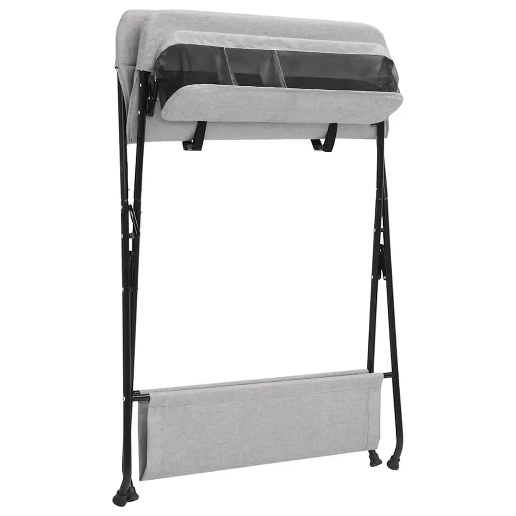Changing Table Light Grey Foldable Diaper Tray Storage Compartments Baby Nursery