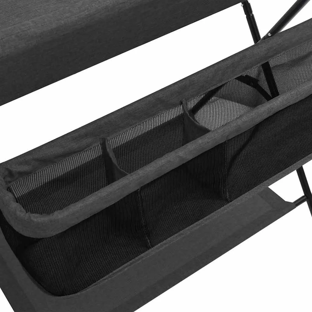 Foldable Changing Table Anthracite with Side Compartments for Baby Storage