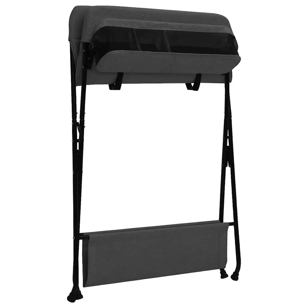 Foldable Changing Table Anthracite with Side Compartments for Baby Storage