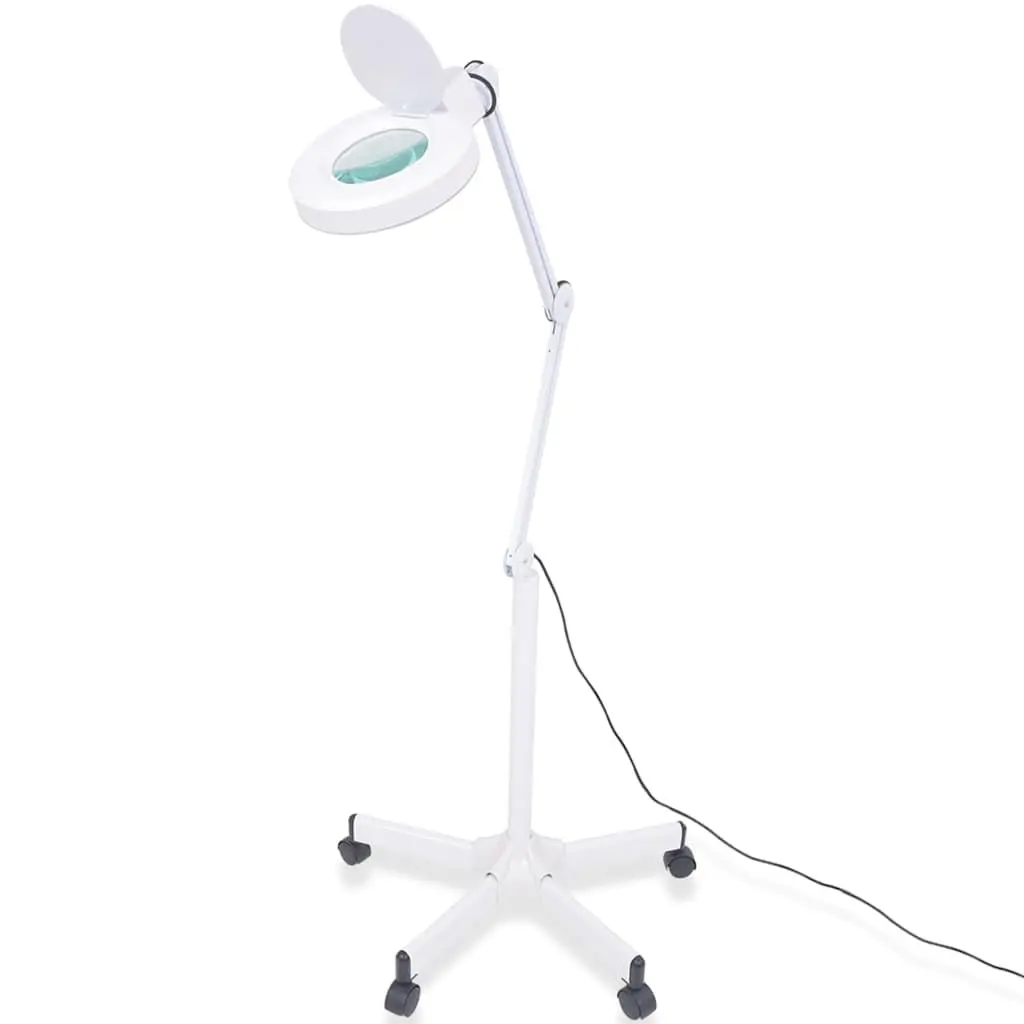 Standing Magnifying Lamp White Adjustable Desk Work 5 Dioptres LED Ring Light
