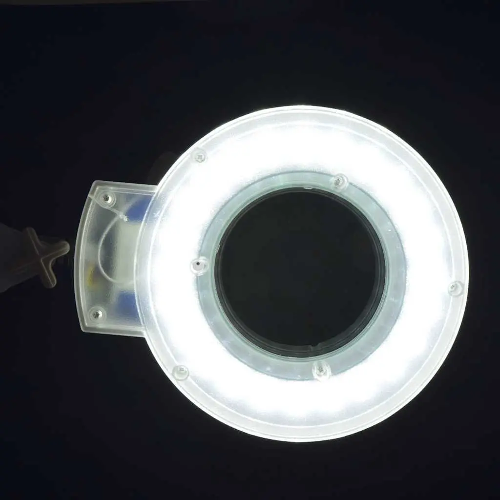 Standing Magnifying Lamp White Adjustable Desk Work 5 Dioptres LED Ring Light