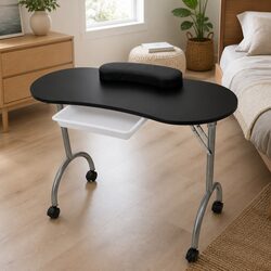 Folding Manicure Nail Table with Storage Drawer