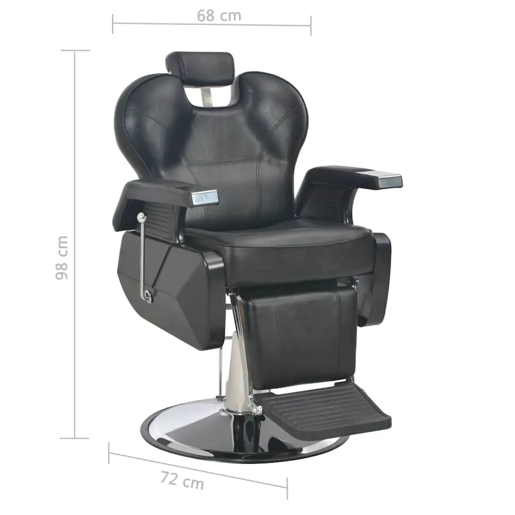 Barber Chair Adjustable Headrest Footrest Black Faux Leather 360 Degree Rotatable Seat