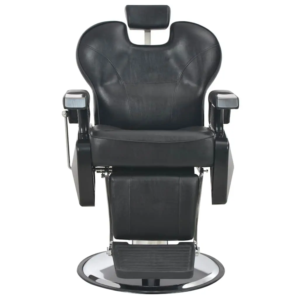 Barber Chair Adjustable Headrest Footrest Black Faux Leather 360 Degree Rotatable Seat