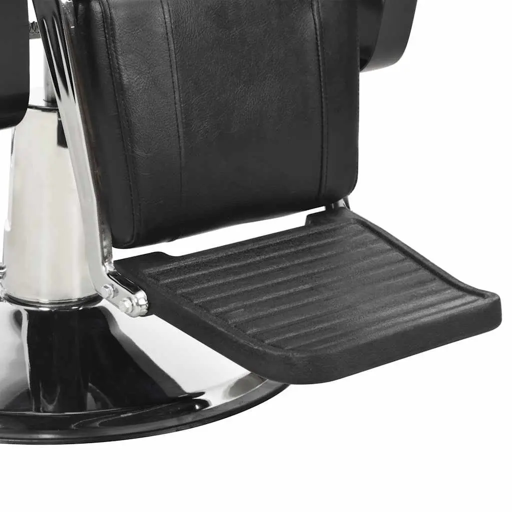 Barber Chair Adjustable Headrest Footrest Black Faux Leather 360 Degree Rotatable Seat