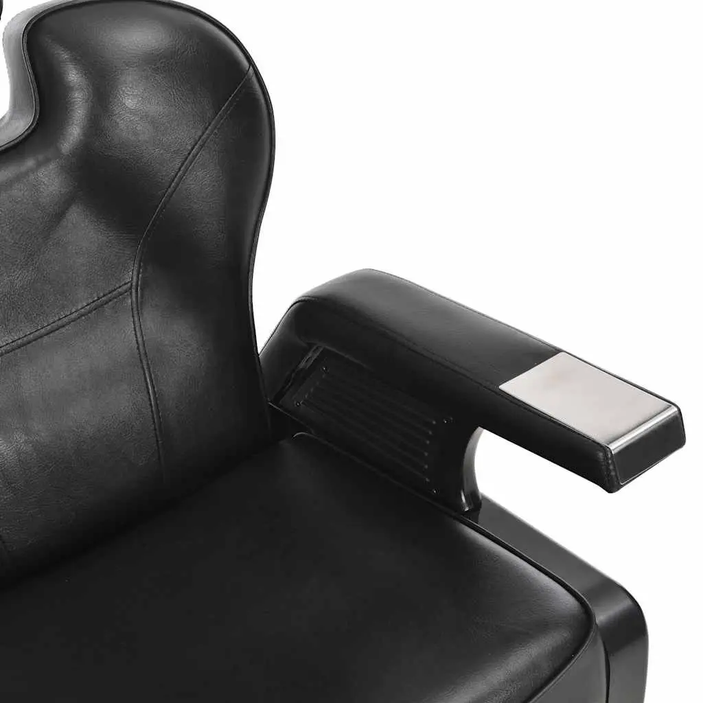 Barber Chair Adjustable Headrest Footrest Black Faux Leather 360 Degree Rotatable Seat