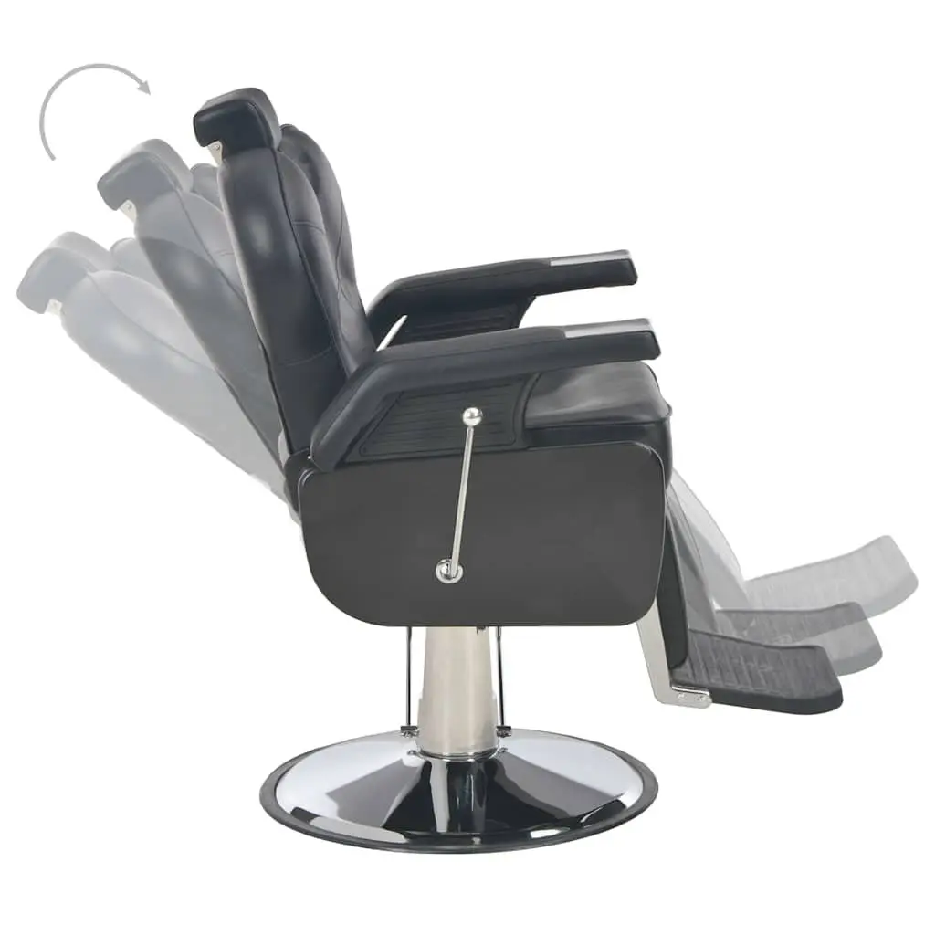 Barber Chair Adjustable Headrest Footrest Black Faux Leather 360 Degree Rotatable Seat