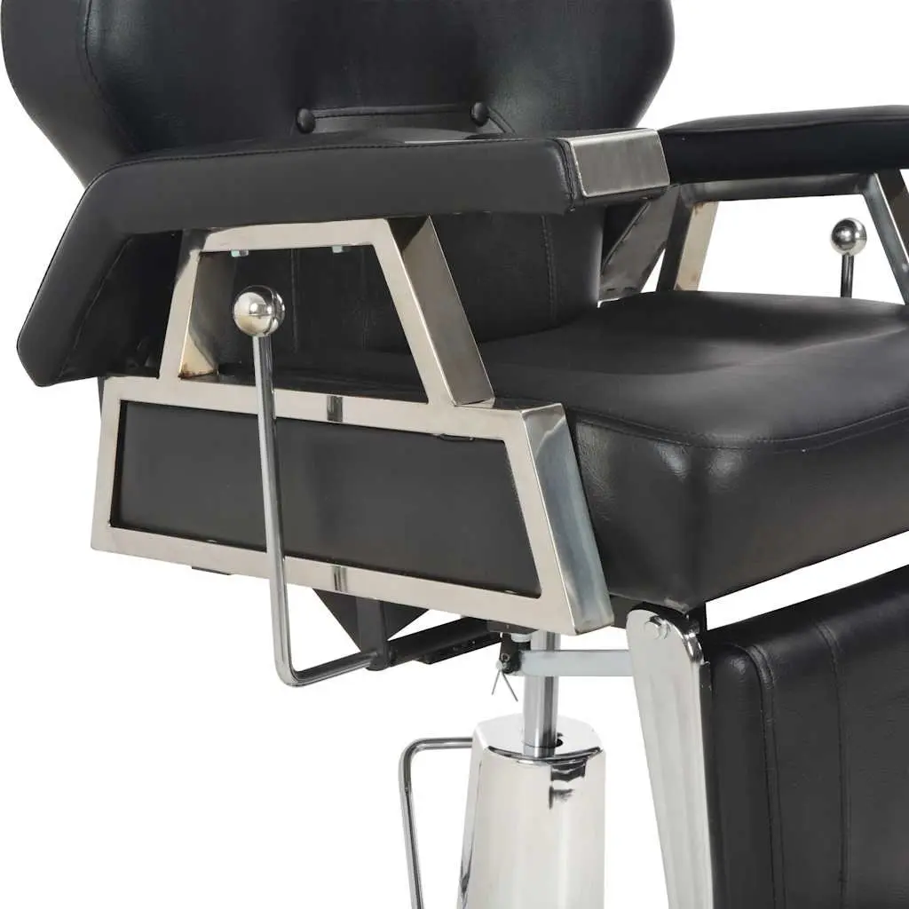 Black Barber Chair Durable Faux Leather 360 Degree Rotatable Adjustable Backrest Headrest for Salon Use