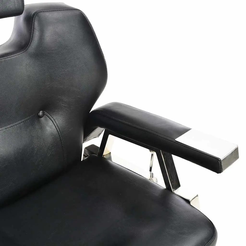 Black Barber Chair Durable Faux Leather 360 Degree Rotatable Adjustable Backrest Headrest for Salon Use