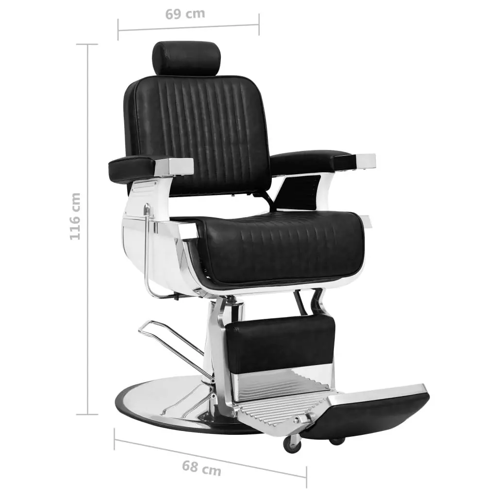 Barber Chair Black 360 Rotatable Adjustable Backrest and Headrest Faux Leather Upholstery