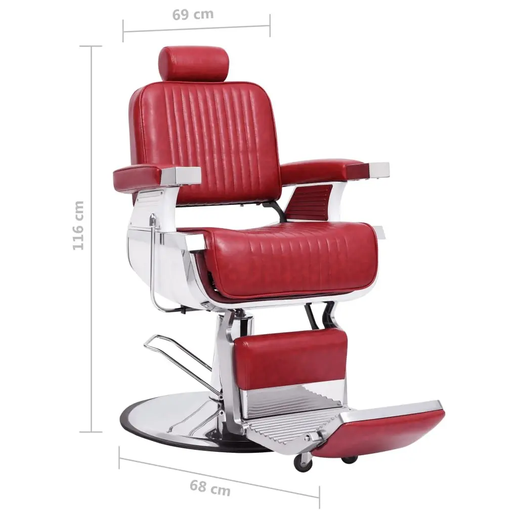 Barber Chair Red Salon Furniture Hairdressing Reclining Seat Adjustable Headrest