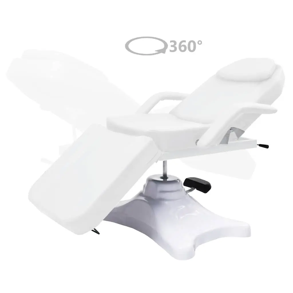 Massage Table White Adjustable Height 180x62cm 360 Degree Rotation Removable Armrest