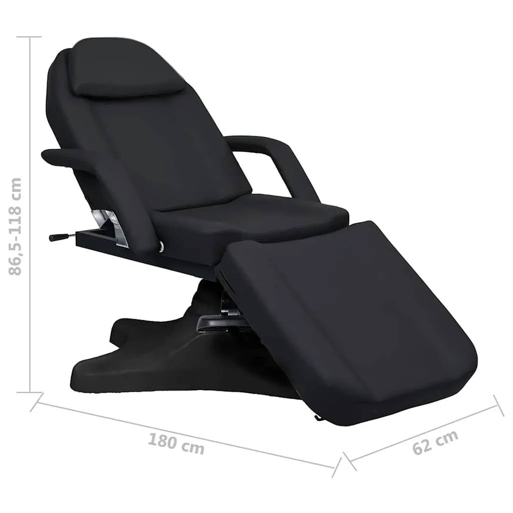 Massage Table Black Adjustable 180cm 360 Degree Rotating for Beauty Treatment and Salon Use
