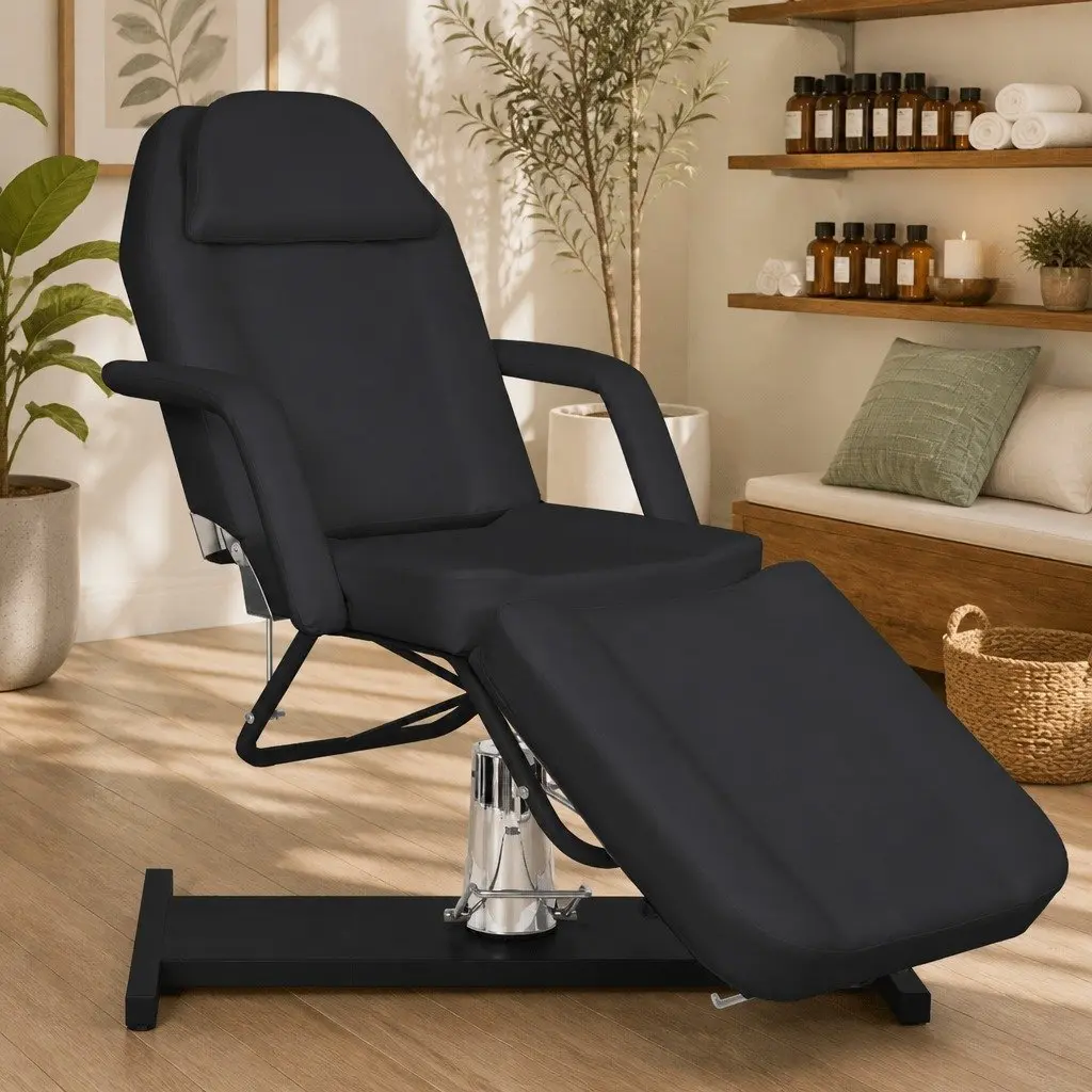 Massage Table White 180x62cm Adjustable Backrest Footrest for Salon