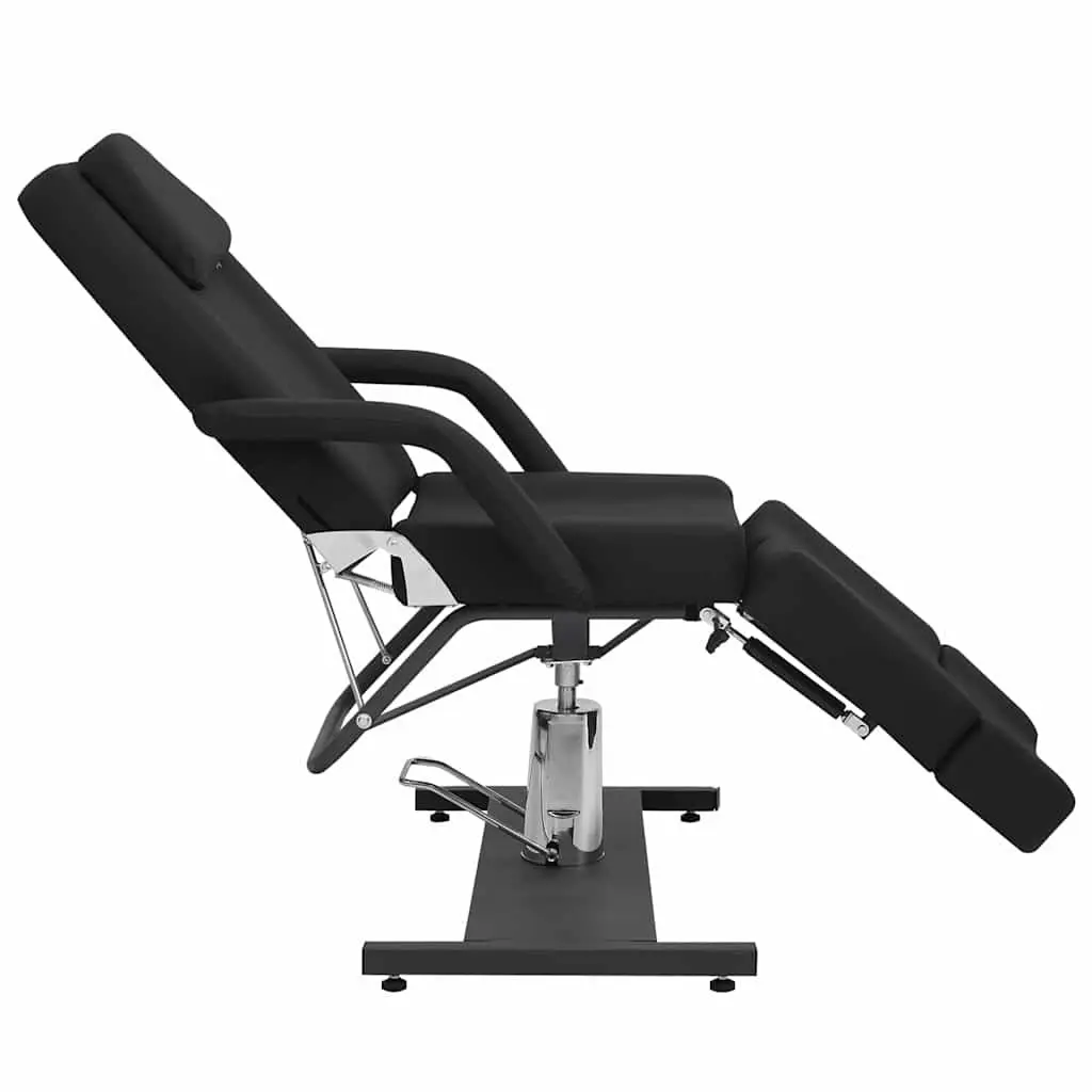 Massage Chair Black Faux Leather Adjustable Backrest Spa Treatment Bed with 360 Degree Rotation